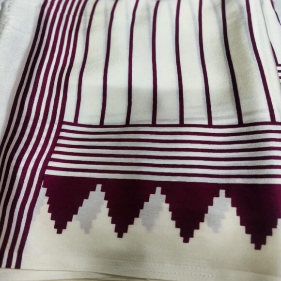 Temple Horizontal Lining Ajrak Semi Modal Silk